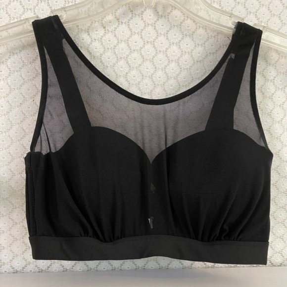 Bebe Black Bralette with Mesh Overlay -Adjustable Straps- Size S - Picture 2 of 6